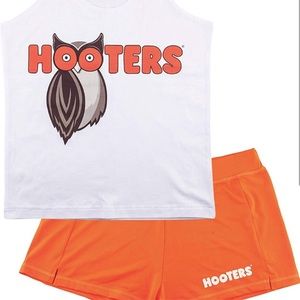 Hooters top and shorts